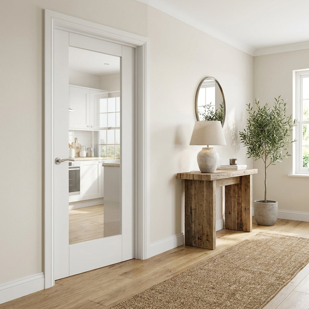 Internal White Primed Pattern 10 Door with Clear Glass