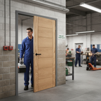 Premium Oak Fire Door with V Grooves and Semi Solid Core for Strength and Stability - 30 Minutes Fire Rated