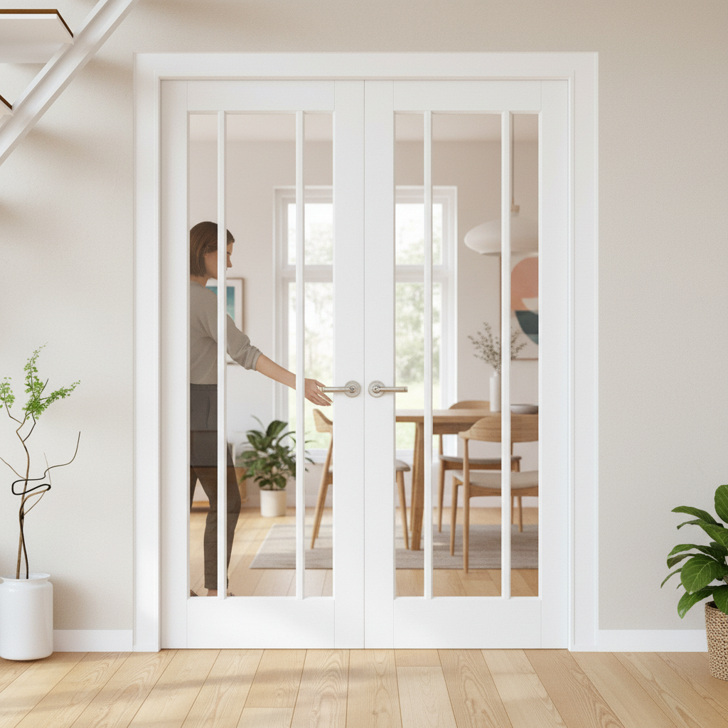 Premium Internal White Primed Toledo 3 Light Clear Glass Pair Door for Elegant Home Décor