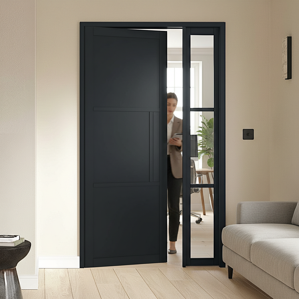 Premium 3 Panel Door with Fixed Demi Panel - Sleek Modern Design for Any Room - High-Quality Professional Grade for Industrial and Commercial Appli...