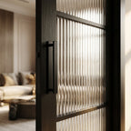 Internal Jet Black Door Fully Finished 3 Light Reeded Glass Design - detail view