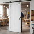 Premium Internal Sliding Door Set with Classic Three-Panel Design, Ready-to-Paint Surface and Space-Saving Mechanism