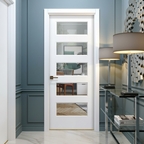 Premium Internal Primed 5 Light Clear Glass Door with Solid Engineered Core for Modern Interiors