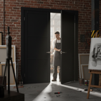 Premium Fully Finished Industrial Studio 3 Panel Pair Door - Modern Design with Durable 35mm Thickness for Sophisticated Interiors