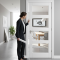 Premium Internal Door with Clear Glazed Panels, Solid Core Construction and White Primed Finish