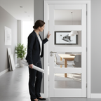 Premium Internal Door with Clear Glazed Panels, Solid Core Construction and White Primed Finish