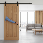 Premium Oak Internal Fully Finished 5 Panel Sliding Door with Black Top Mounted Mechanism - Modern Design for Elegance and Functionality