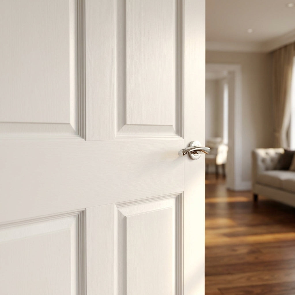 White Internal Made-to-Measure Primed 4 Panel Solid Engineered Door - detail view