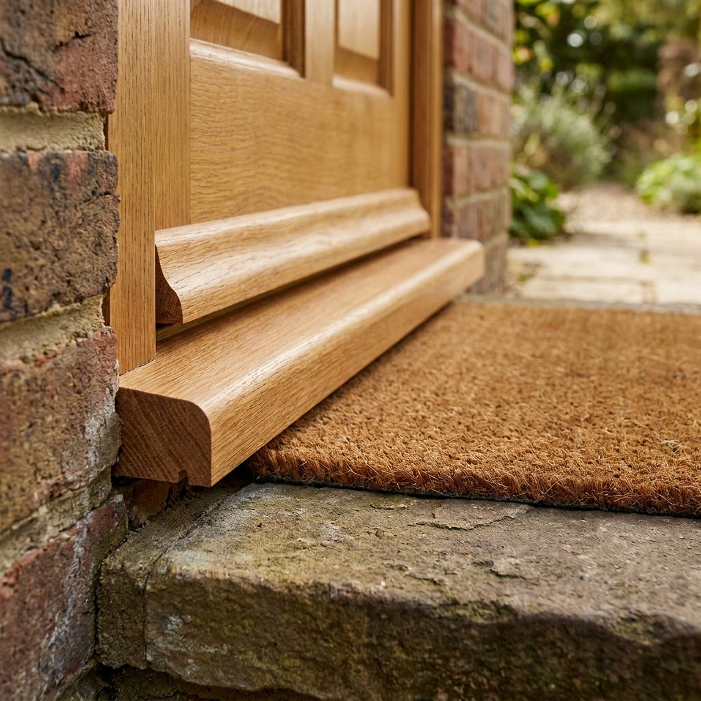 Unfinished Oak External Weather Bar 915mm Door Frame - detail view