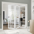 Professional Clear Glazed Industrial Style Room Divider with Bi-Folding Doors for Flexible Room Configurations