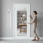 Premium White Primed Shaker 1 Light Internal Door with Clear Glazing and V Grooves for Modern Elegance