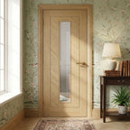 Internal Fully Finished Blonde Oak Door with Clear Glass Toughened Panel
