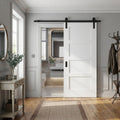 Internal Sliding Door - White Primed Shaker 4 Panel Design with Solid Engineered Core