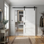 Internal Sliding Door - White Primed Shaker 4 Panel Design with Solid Engineered Core