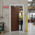 Premium Contemporary Walnut Fire Door with Solid Core Construction and 30-Minute Fire Rating for Enhanced Safety