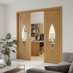 Premium Sliding Door System with Fixed Side Panel, Customizable Sizes and Engineered for Strength