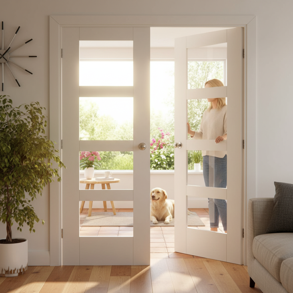 Premium Clear Glazed Shaker Styled French Doors - Engineered for Strength and Stability with Toughened Safety Glass