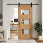 Fully Finished 7 Panel 3 Light Clear Glass Sliding Door with Durable Oak Finish and Space-Saving Track - Image 2
