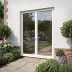 External White Aluminium French Patio Door with Clear Glass Glazing