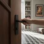 Premium Matt Black Latch Handle with Stepped Lines and Angular Cut Design - Sold as a Pair with 10-Year Guarantee