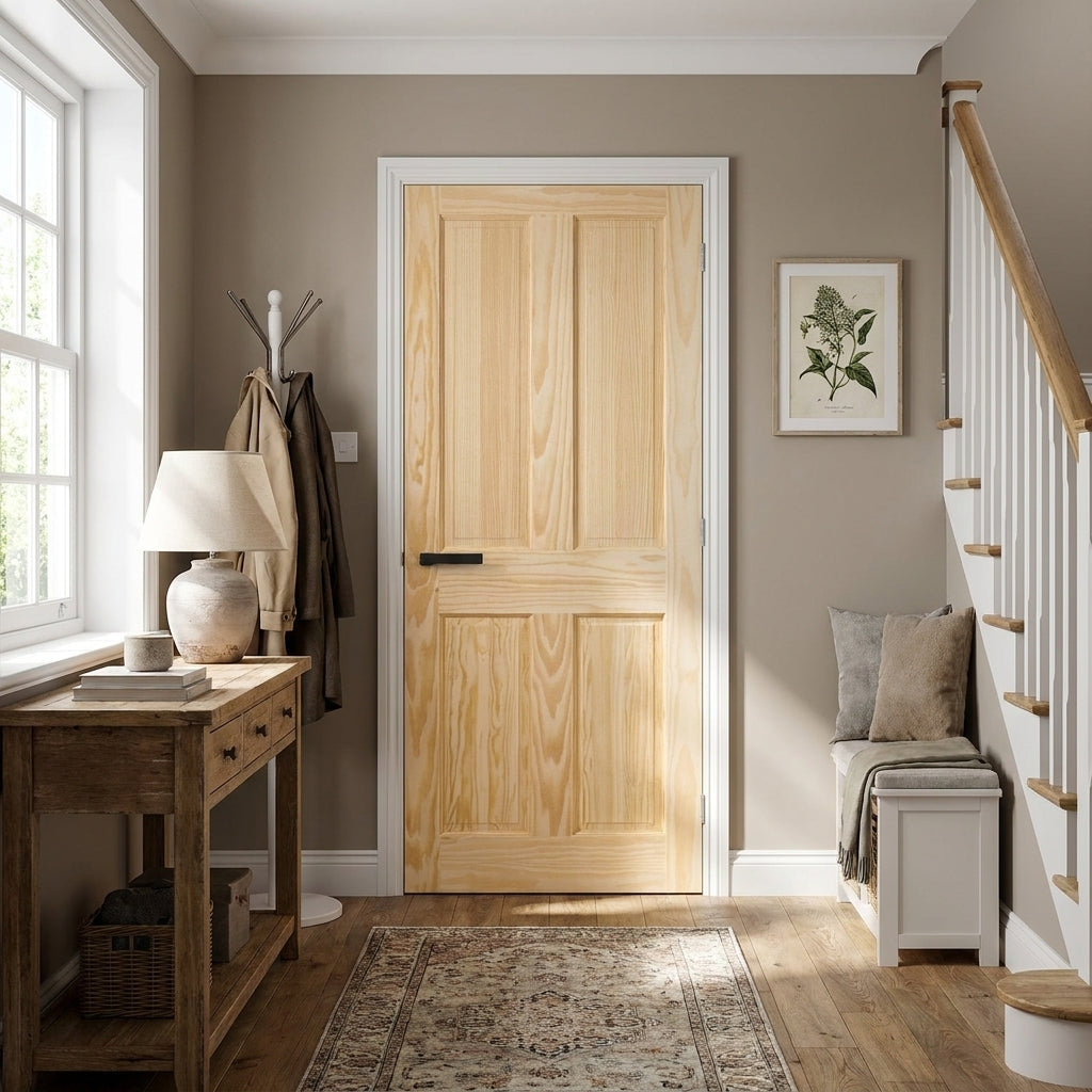 Internal Clear Pine 4 Panel Unfinished Solid Door Malton