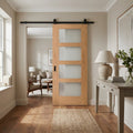 Oak Internal Sliding Door Unfinished with 4 Light Obscure Glass