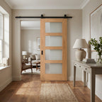 Oak Internal Sliding Door Unfinished with 4 Light Obscure Glass