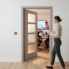 Premium Contemporary Light Grey Glazed Fire Door with Engineered Construction and 30-Minute Fire Rating
