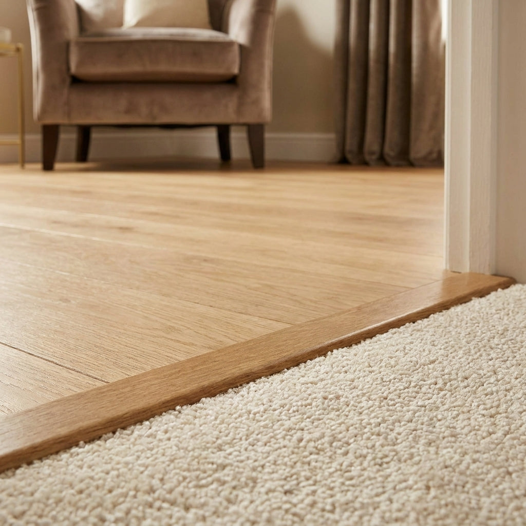 1m Dark Oak Laminate Connecting Door Profile - Brown Finish - detail view