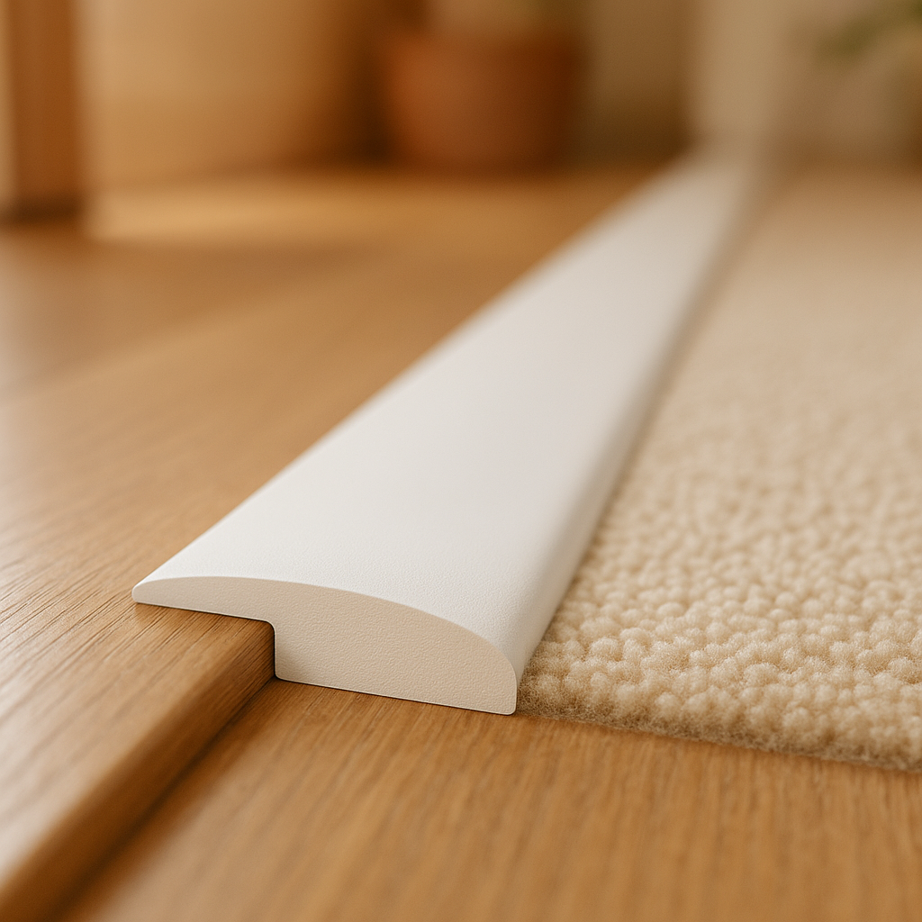 1m White Adapting Door Profile for Versatile Installations - detail view