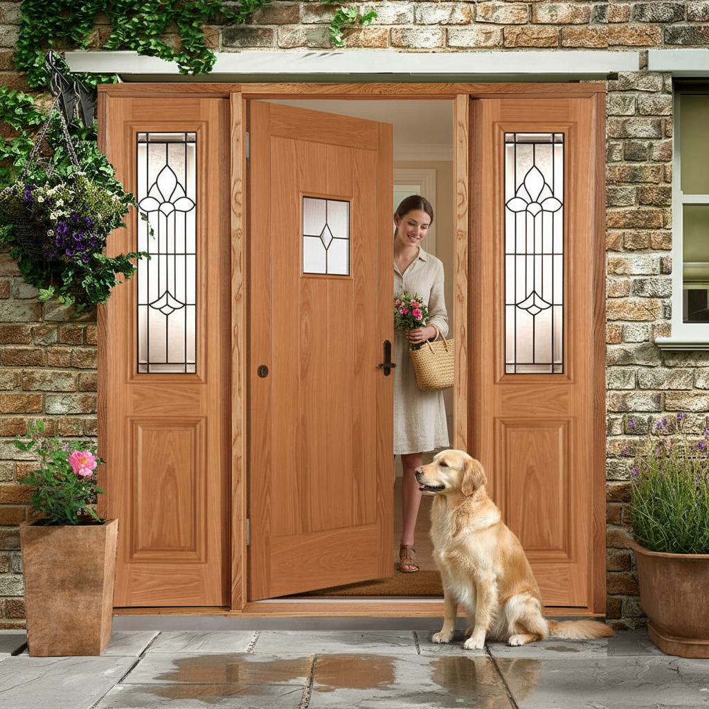 Premium Grand Entrance External Door with Triple Glazed Glass and Oak Lippings - Timeless Design for Any Home