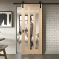 Premium Clear Glazed Face Mounted Sliding Door Set with Heavy Duty Hardware for Internal Wooden Doors Up to 100kg