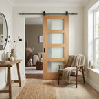Oak Internal Sliding Door Unfinished Shaker 4 Light Clear Glass