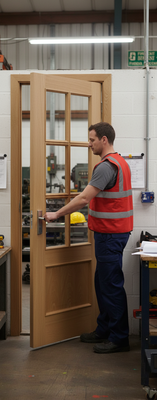 Premium 6 Light Clear Glazed Internal Fire Door with Real Oak Veneer, Engineered Construction, and 30 Minutes Fire Rated Performance