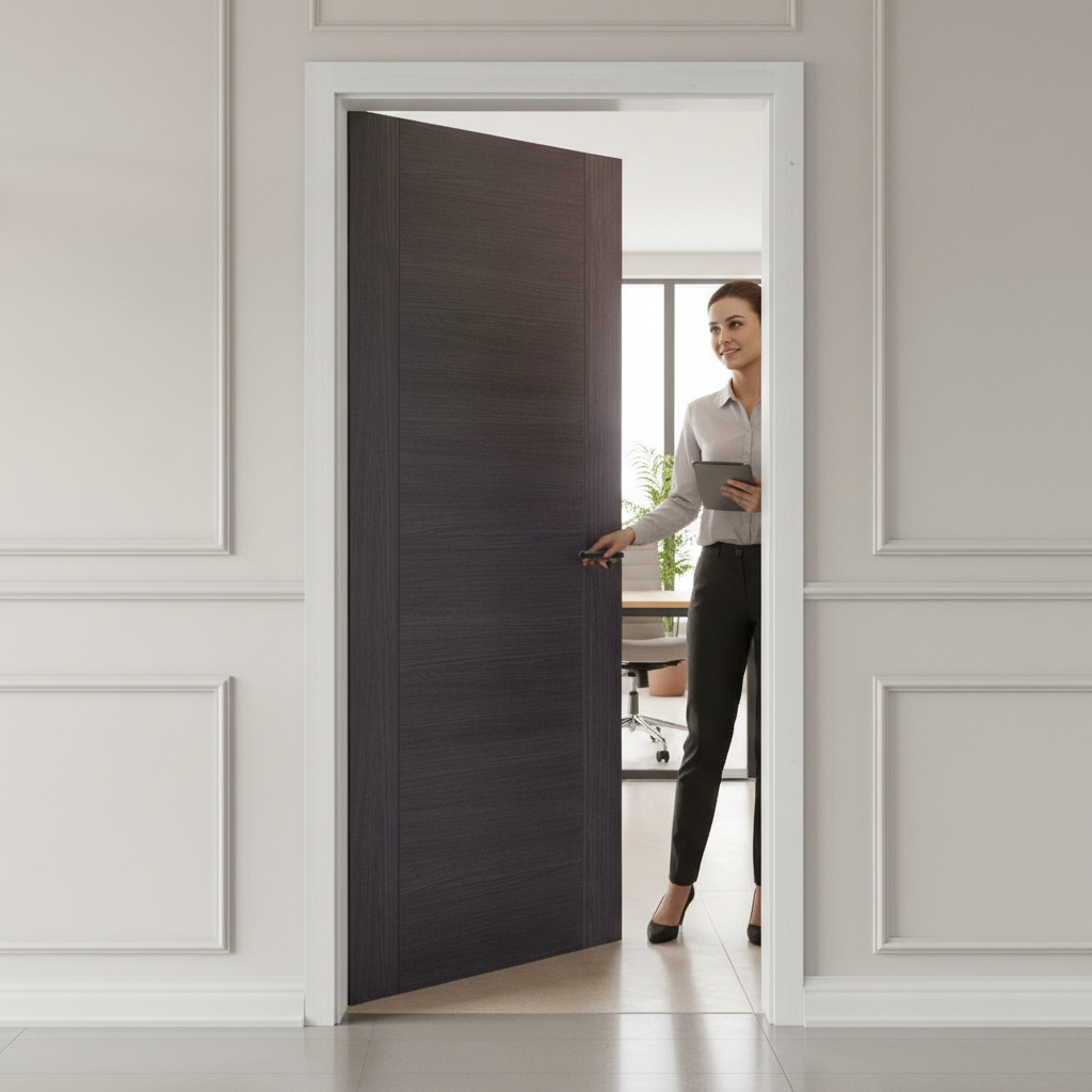 Premium Umber Grey Laminate Door with Textured Surface and Semi-Solid Construction for Modern Homes