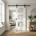 Internal White Primed Sliding Door with 3 Light Clear Glass Glazing