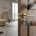 Premium Fire Rated Door Handle Set with Knurled Round Rose and Satin Brass Finish for Enhanced Safety and Style