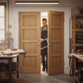 Premium Internal Unfinished Oak Shaker 4 Panel Pair Door Set with Quality Features for Custom Finishing
