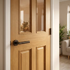 Internal Oak Door Made-to-Measure Unfinished Victorian 2 Panel 2 Light Clear Bevelled Glass - detail view