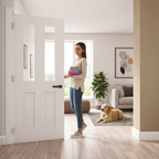 Premium White Primed Internal Clear Glazed Door in Classic Shaker Style with Tempered Glass and 10 Year Guarantee