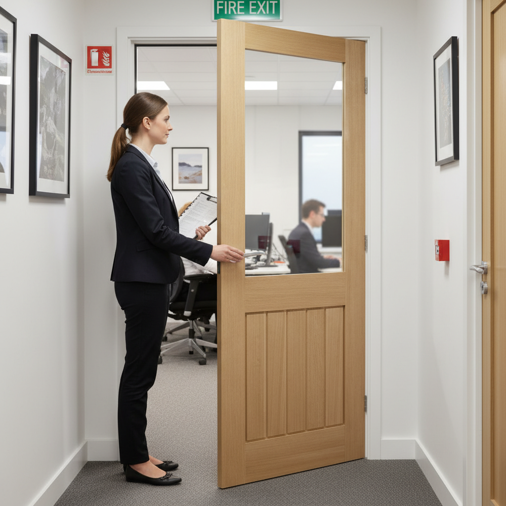 Premium Fully Finished 1 Light Glazed Fire Door with Clear Glass and Solid Engineered Core for Strength and Durability