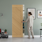 Premium Oak Flush Pocket Door Set with No Bottom Track and Adjustable Doorstop for Seamless Integration