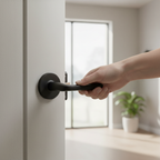 Premium Round Slim Lever Handle Set with Magnetic Latch - Matt Black Finish for Internal Doors - Image 2