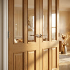 Internal Oak French Door Unfinished Victorian Shaker 2 Panel 2 Light Glazed - detail view