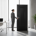 Premium Jet Black Internal Fully Finished 1 Panel Door - Modern Timber Design for Sophisticated Interiors