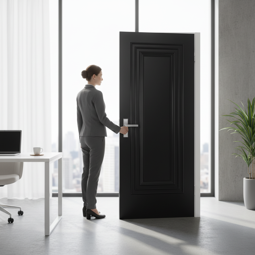 Premium Jet Black Internal Fully Finished 1 Panel Door - Modern Timber Design for Sophisticated Interiors