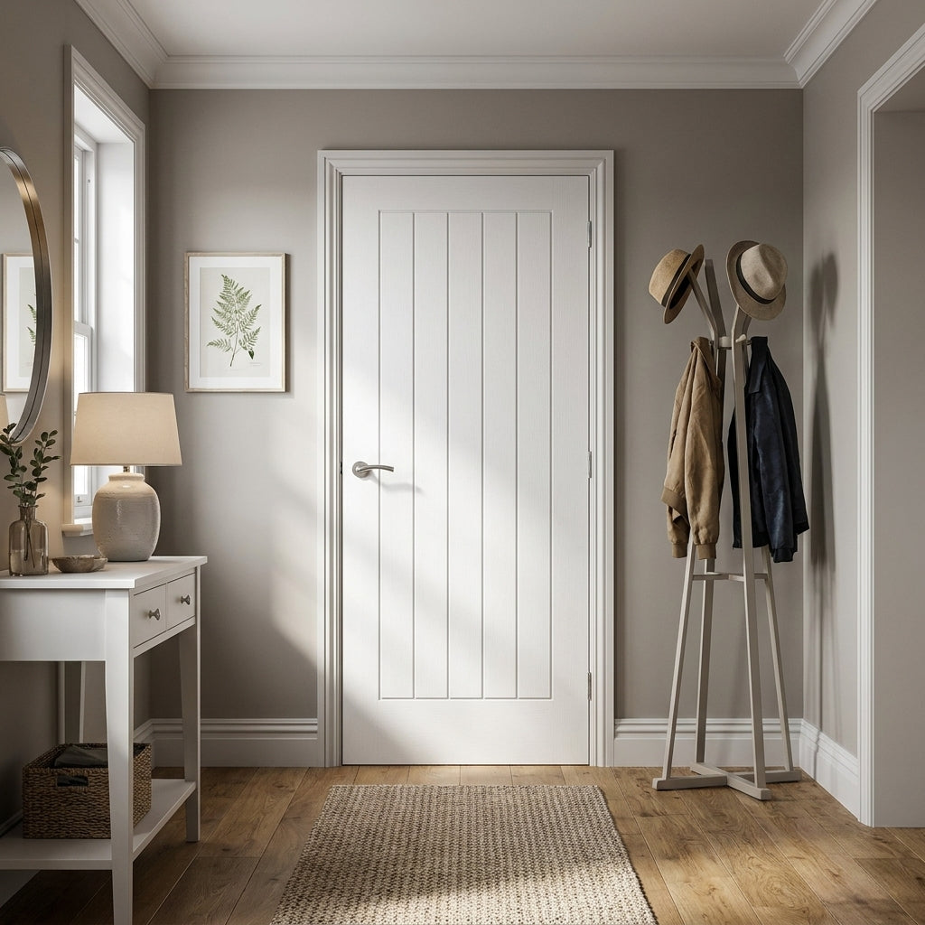 White Internal Cottage Door Fully Finished with Textured Lifestyle Design