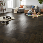 Premium Herringbone Solid Real Wood Flooring 18mm Thick with Brushed UV Lacquer Finish for Timeless Elegance