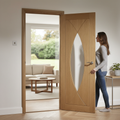 Premium Fully Finished Glazed Internal Door with A-Grade Oak Veneer and Clear Safety Glass for Elegant Living Spaces
