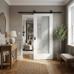 Internal Sliding Door with 1 Light Obscure Glass, White Primed Finish